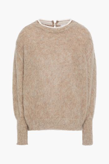 BRUNELLO CUCINELLI Oversized bead-embellished brushed knitted sweater