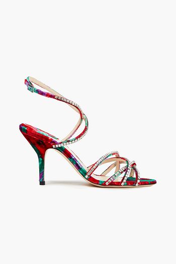MAGDA BUTRYM Berlin crystal-embellished printed velvet sandals