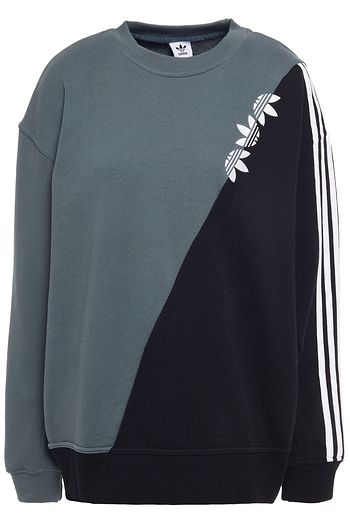 ADIDAS ORIGINALS Oversized embroidered two-tone French cotton-terry sweatshirt