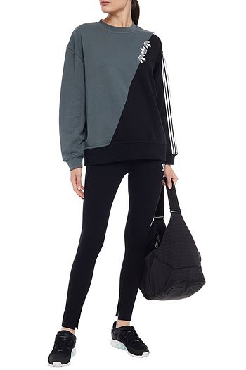 ADIDAS ORIGINALS Oversized embroidered two-tone French cotton-terry sweatshirt