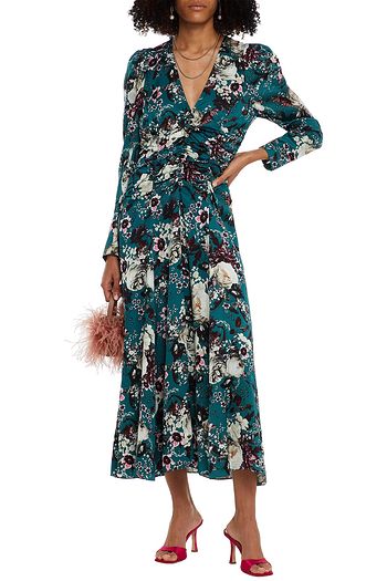 ERDEM Analee floral-print ruched cady midi dress