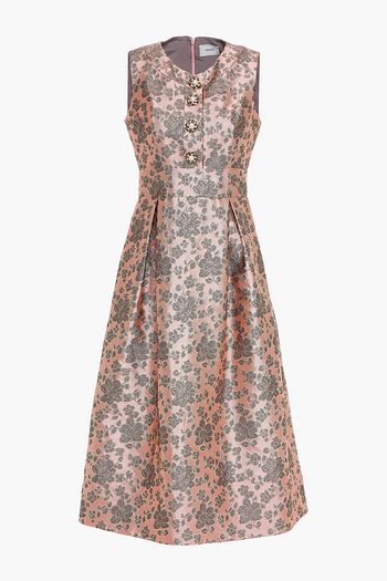 ERDEM Davinia pleated brocade midi dress