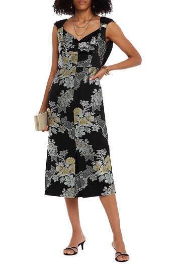ERDEM Gretchen cady-paneled brocade midi dress