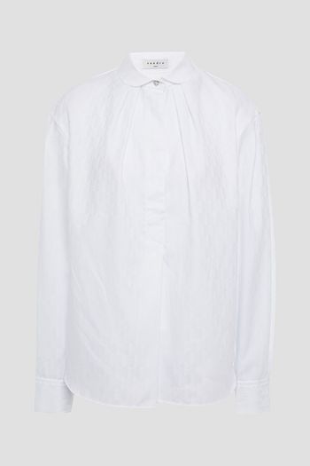SANDRO Elam pleated cotton-jacquard blouse