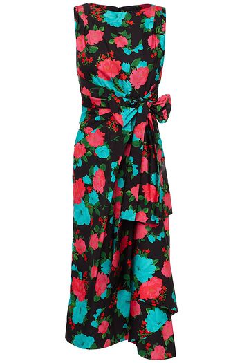 ERDEM Rozaria bow-detailed floral-print satin midi dress