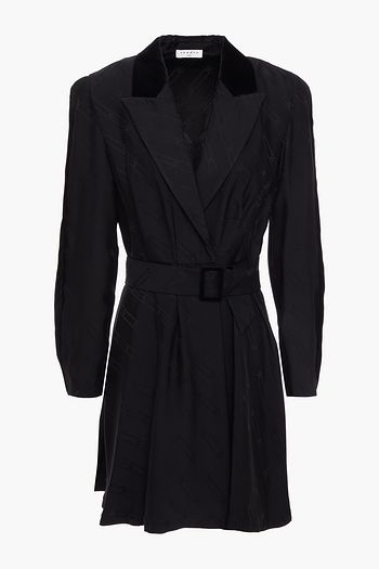 SANDRO Abys wrap-effect belted satin-jacquard mini dress