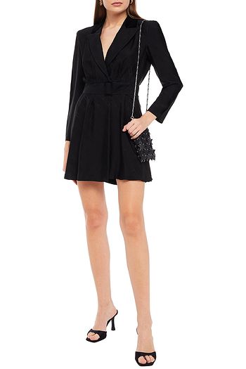 SANDRO Abys wrap-effect belted satin-jacquard mini dress