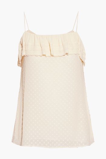 ZIMMERMANN Top aus plissiertem Chiffon mit Fil Coupé und Spitzenbesatz
