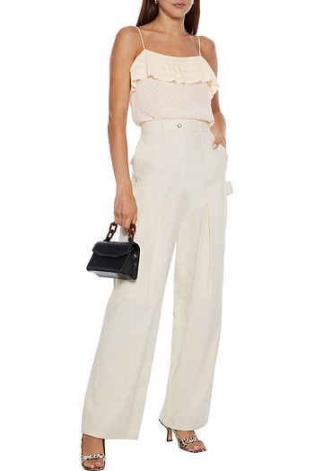 ZIMMERMANN Top aus plissiertem Chiffon mit Fil Coupé und Spitzenbesatz