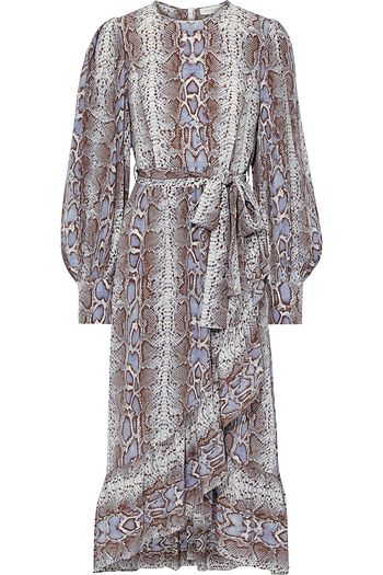 ZIMMERMANN Wrap-effect snake-print silk crepe de chine midi dress
