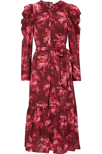 ZIMMERMANN Ladybeetle belted knotted floral-print crepe de chine midi dress