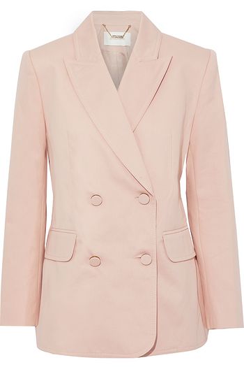 ZIMMERMANN Ladybeetle doppelreihiger Blazer aus Baumwoll-Twill mit Raffung