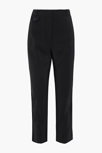 ZIMMERMANN Cropped velvet-trimmed crepe straight-leg pants