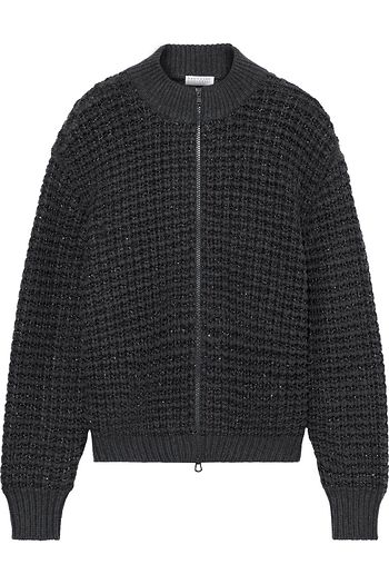 BRUNELLO CUCINELLI Cardigan in Waffelstrick mit Metallic-Effekt