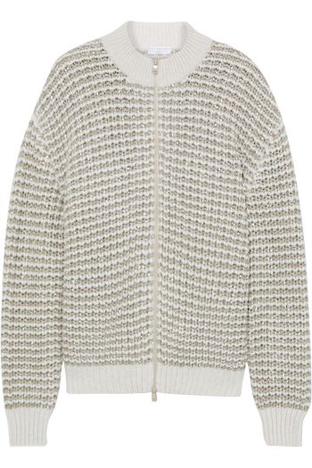 BRUNELLO CUCINELLI Metallic waffle-knit cardigan