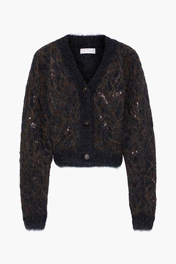 BRUNELLO CUCINELLI Cropped sequin-embellished mohair-blend cardigan