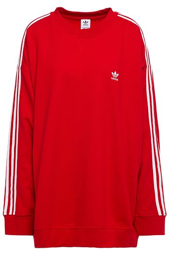 ADIDAS ORIGINALS Oversized striped French cotton-terry sweatshirt