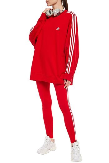 ADIDAS ORIGINALS Oversized striped French cotton-terry sweatshirt