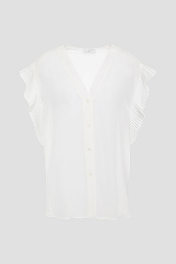 SANDRO Oren pleated silk-cady top