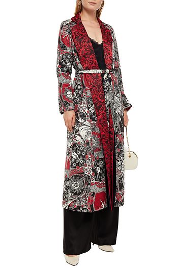 F.R.S. FOR RESTLESS SLEEPERS Reversible belted printed velvet coat