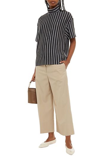 BRUNELLO CUCINELLI Bead-embellished striped cotton-jersey top