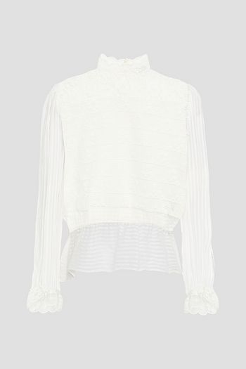 SANDRO Sarah macramé-paneled jacquard top