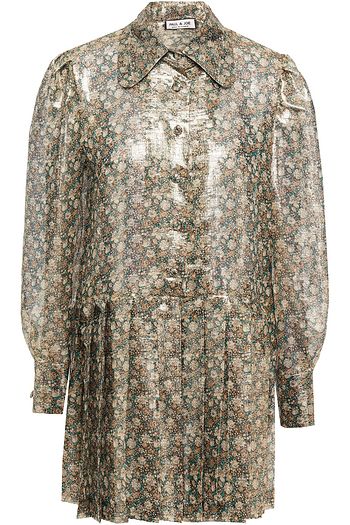 PAUL & JOE Melisabeth pleated metallic floral-print silk-blend mini dress