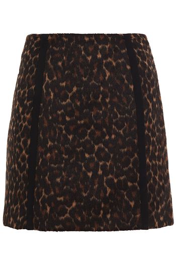 SANDRO Lepy leopard-print brushed jacquard mini skirt