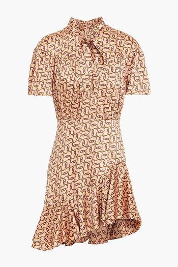 SANDRO Chaina Minikleid aus glänzendem Twill mit Rüschen und Print