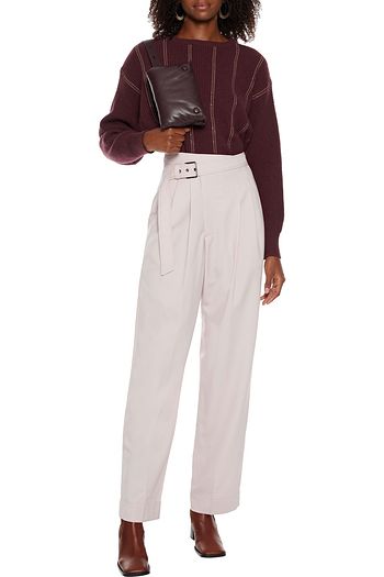 BRUNELLO CUCINELLI Belted wool-twill straight-leg pants