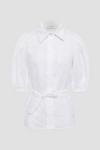 SANDRO Gathered ramie shirt