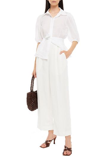 SANDRO Gathered ramie shirt