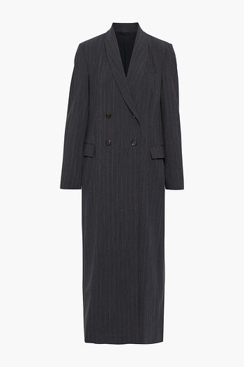 BRUNELLO CUCINELLI Double-breasted pinstriped wool-blend coat