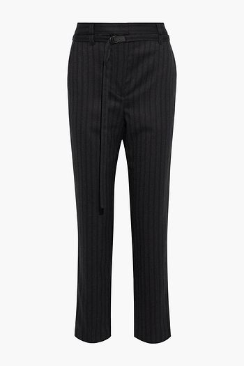 BRUNELLO CUCINELLI Belted striped wool straight-leg pants