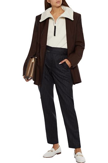 BRUNELLO CUCINELLI Belted striped wool straight-leg pants