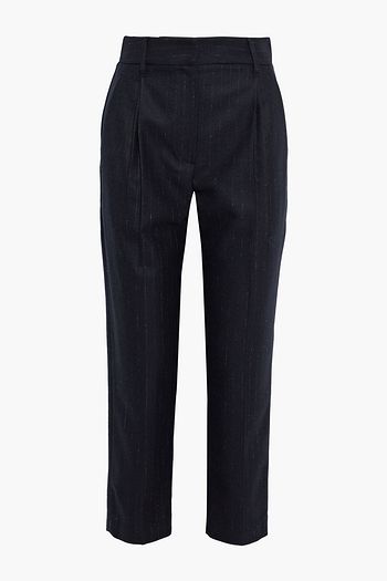 BRUNELLO CUCINELLI Pinstriped brushed wool-blend straight-leg pants