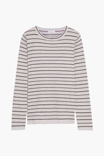 BRUNELLO CUCINELLI Striped metallic jersey top