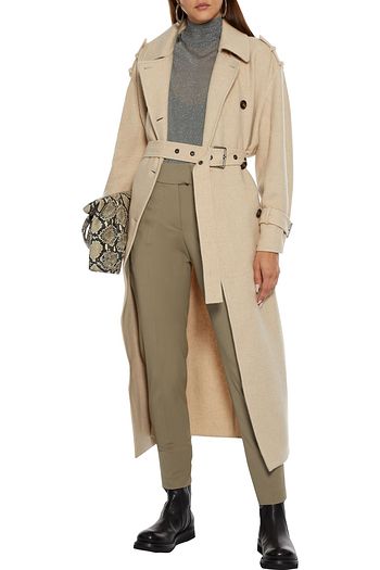 BRUNELLO CUCINELLI Double-breasted belted cashmere and cotton-blend coat