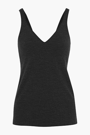 BRUNELLO CUCINELLI Bead-embellished stretch-wool jersey tank
