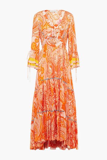 ETRO فستان متوسط الطول وبتصميم ملموم من الجاكار والساتان الحريري المطبع برسومات