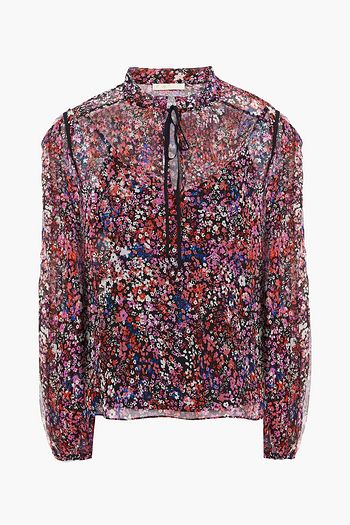 MAJE Floral-print silk-crepon blouse