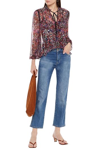 MAJE Floral-print silk-crepon blouse