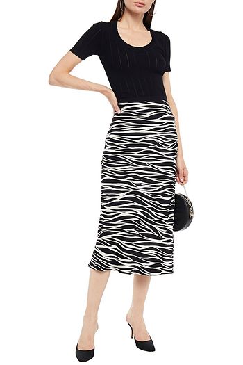 SANDRO Pointelle-trimmed ribbed-knit top