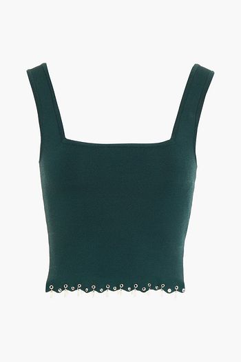 SANDRO Cropped Oberteil aus Rippstrick mit Verzierung