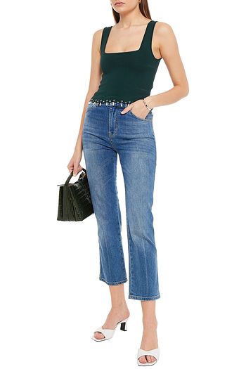 SANDRO Cropped Oberteil aus Rippstrick mit Verzierung