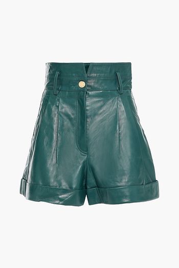 SANDRO Jude pleated leather shorts