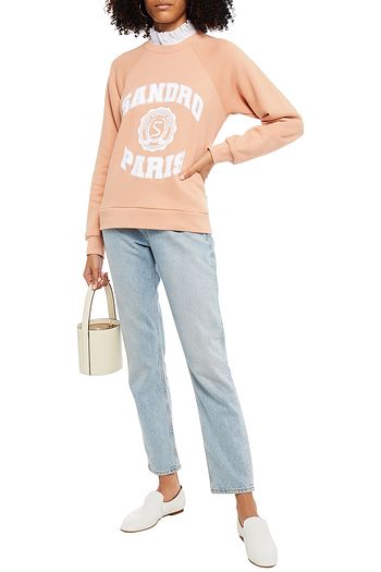 SANDRO Blason bedrucktes Sweatshirt aus Baumwollfrottee