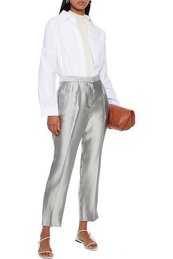 THE ROW William cropped metallic wool-blend straight-leg pants