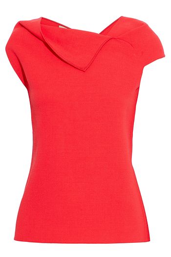 ROLAND MOURET Raywell tie-back pleated wool-crepe top