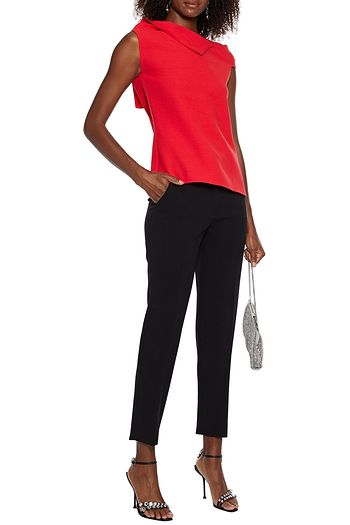 ROLAND MOURET Raywell tie-back pleated wool-crepe top